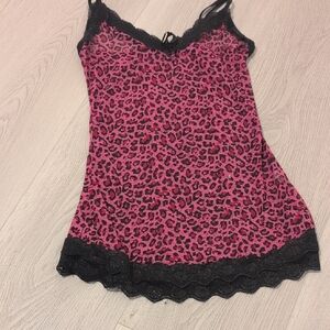 Pink Leopard Lace Trim Cami
